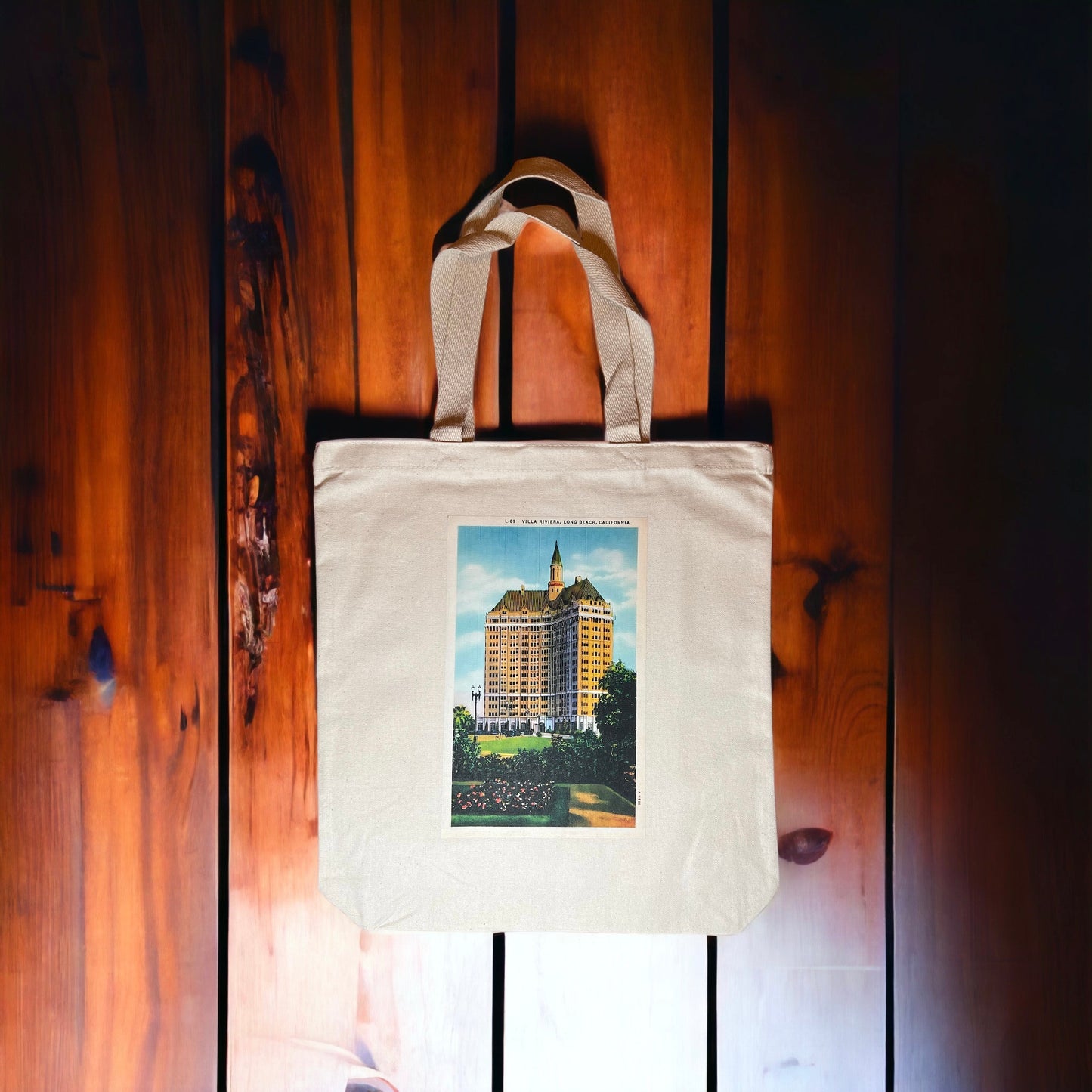 Vintage Long Beach Postcard Tote Bag