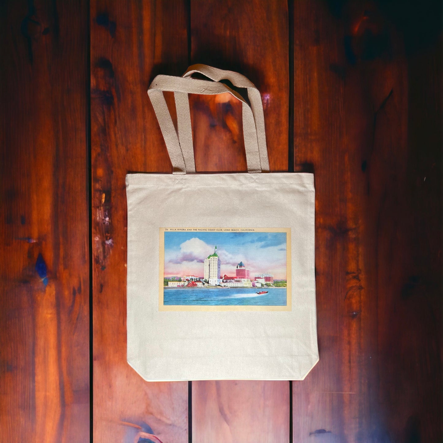 Vintage Long Beach Postcard Tote Bag