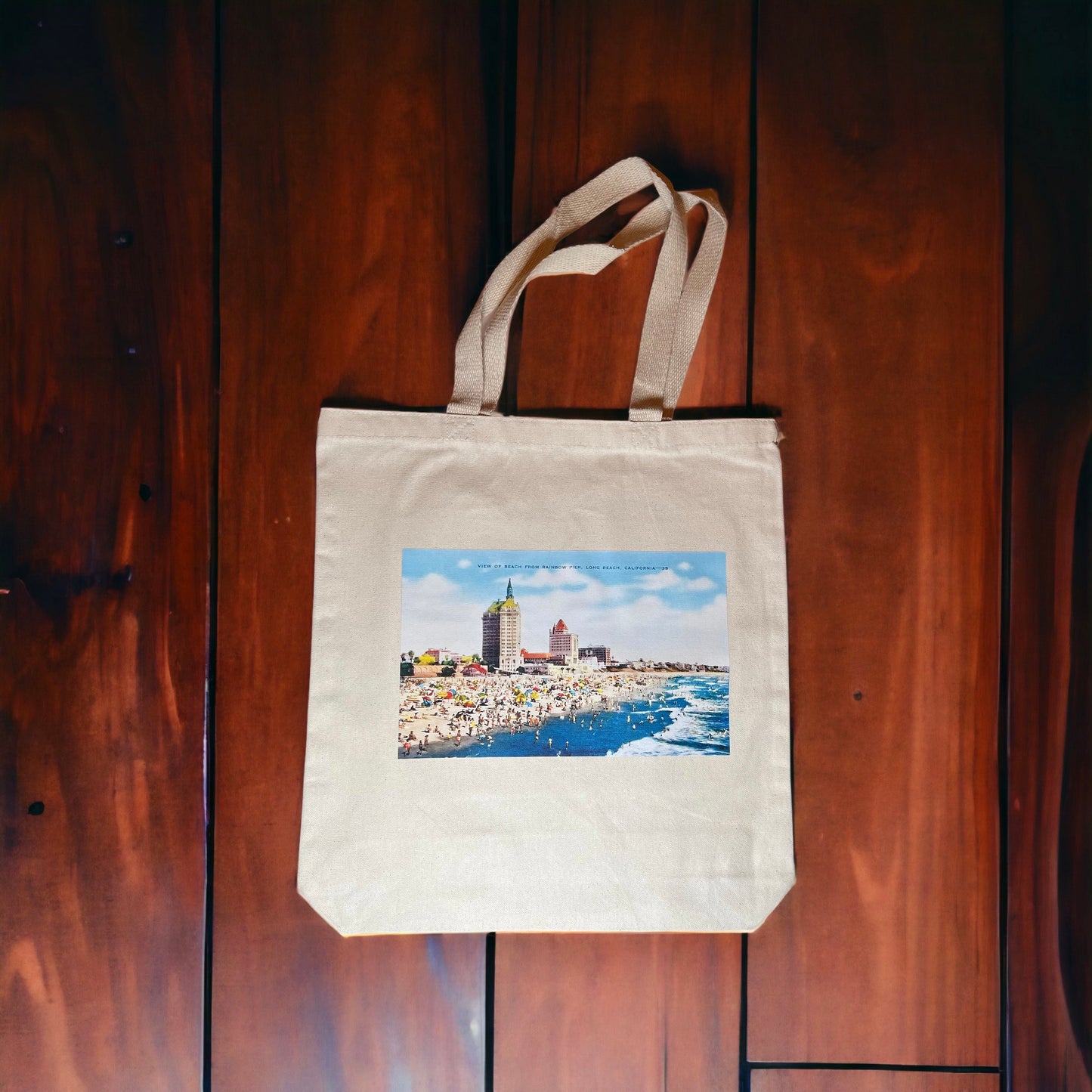 Vintage Long Beach Postcard Tote Bag