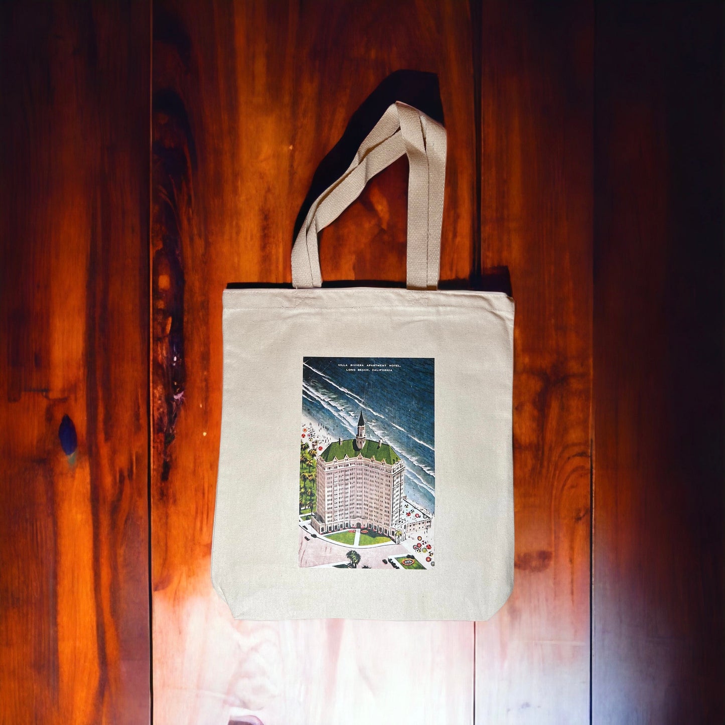 Vintage Long Beach Postcard Tote Bag