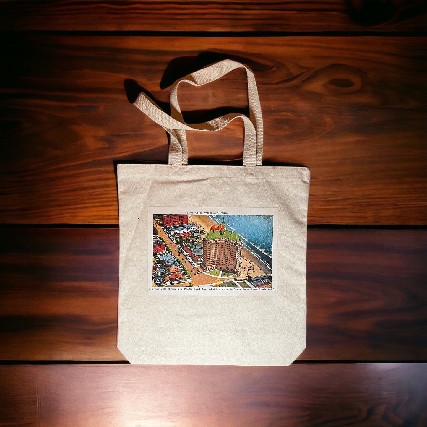 Vintage Long Beach Postcard Tote Bag